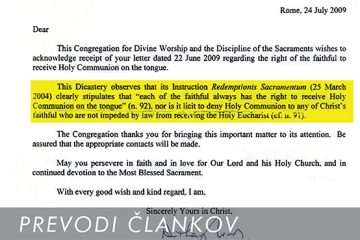 KONGREGACIJA ZA BOGOSLUŽJE VAS ŠČITI